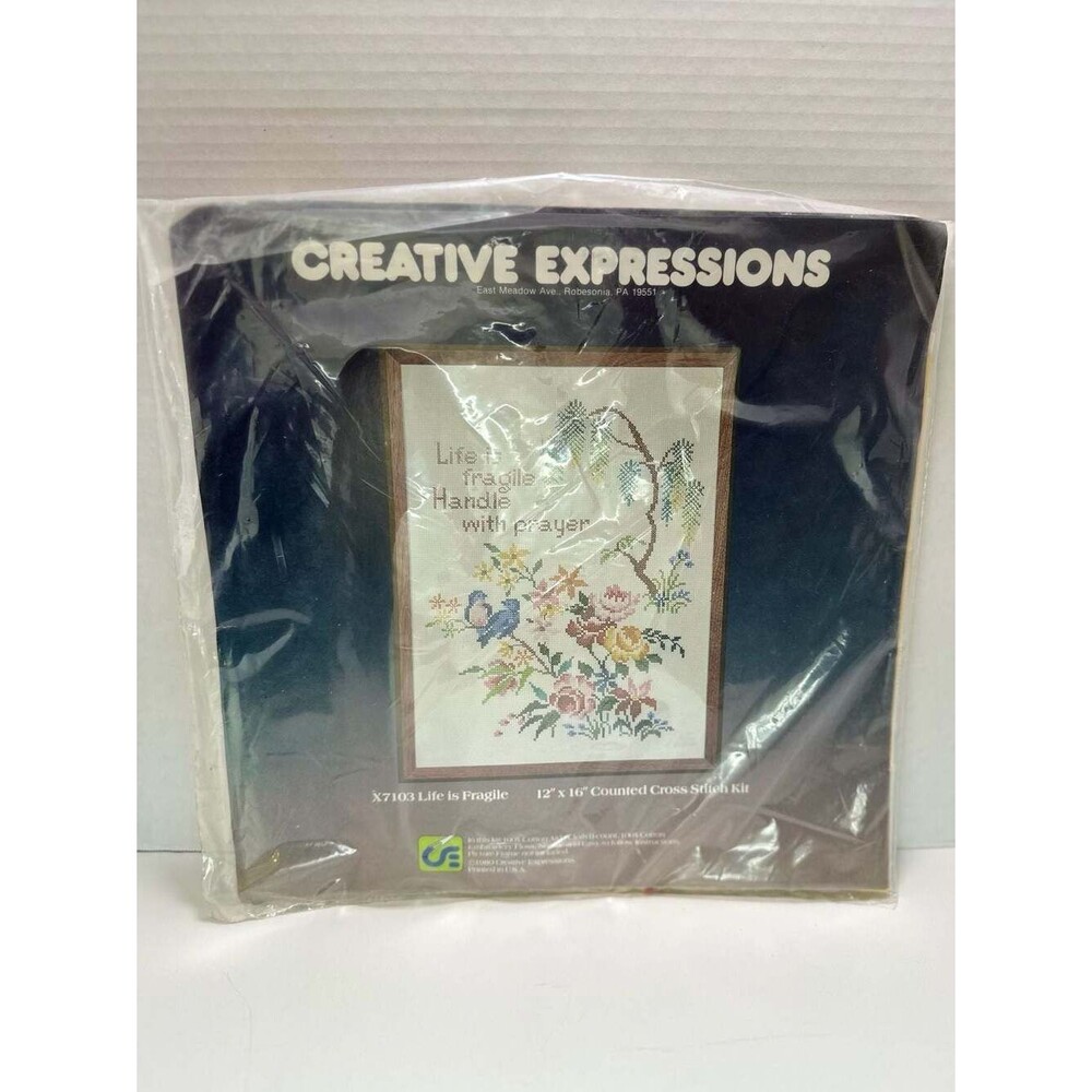 Vintage Creative Expressions Life is Fragile  Cross Stitch Kit 12x16 Model X7103